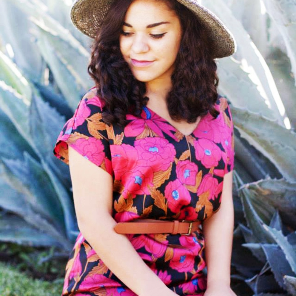 Red Floral Silky Dress